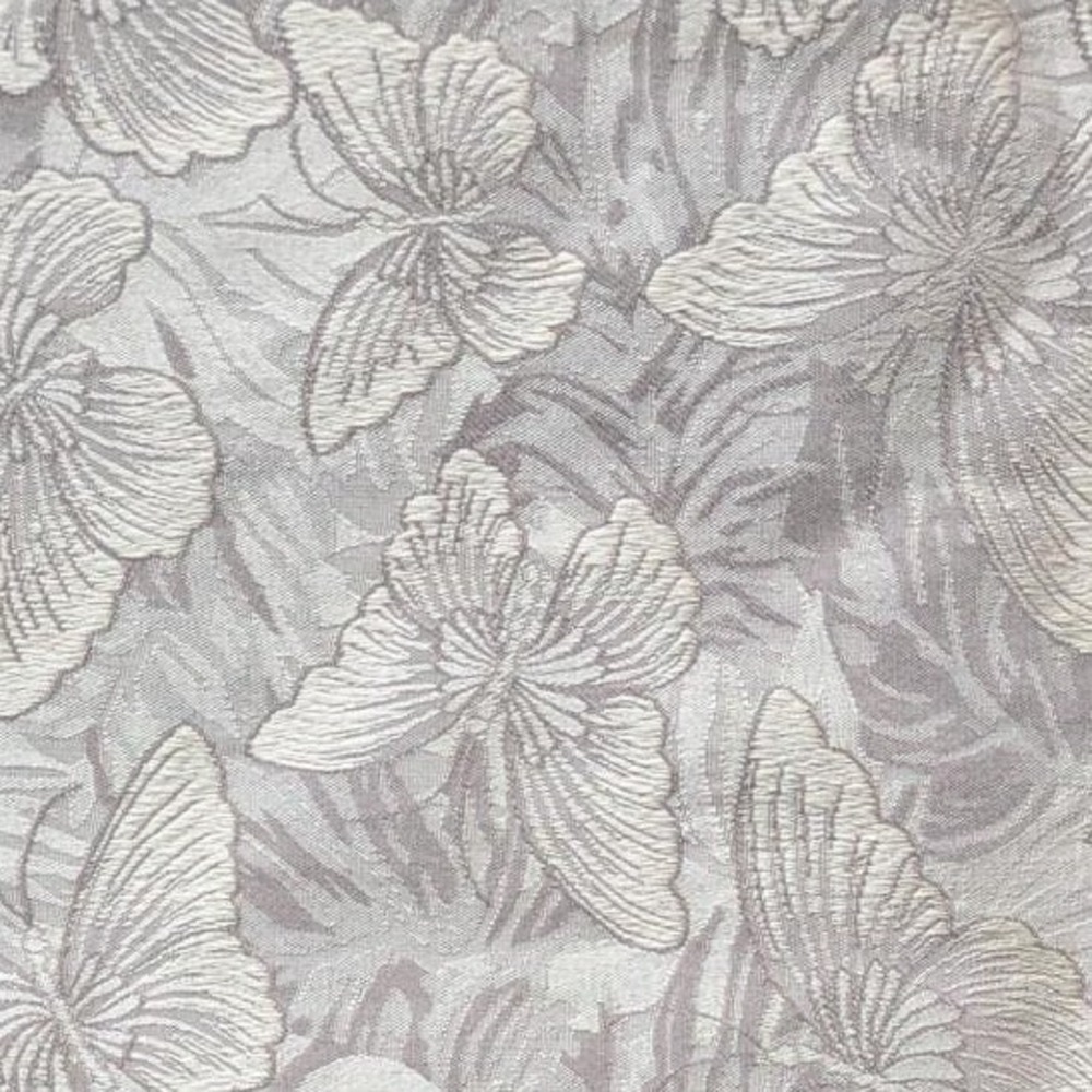 Vintage Butterfly Jacquard Woven Fabric Remnant Beige Champagne 54x78 Upholstery